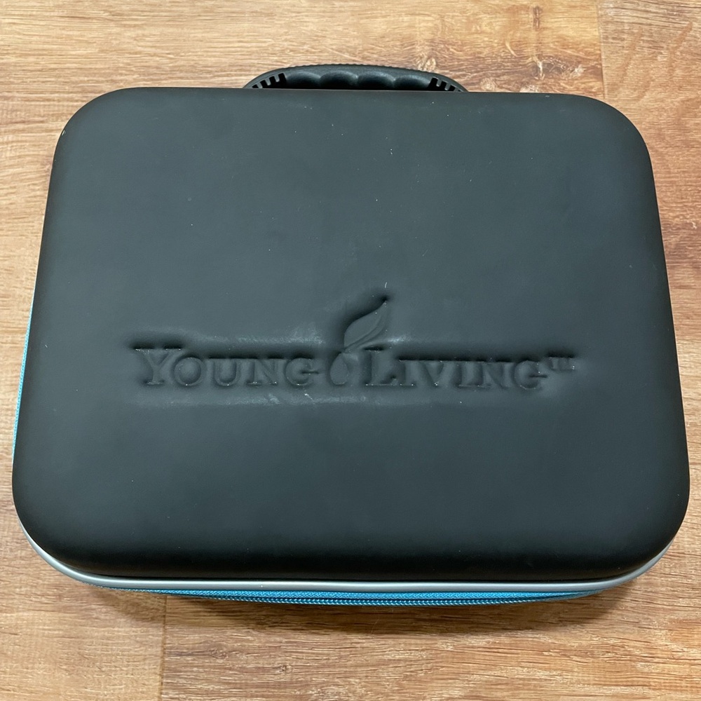 Young Living Black Essential Oil Case with Blue Zipper